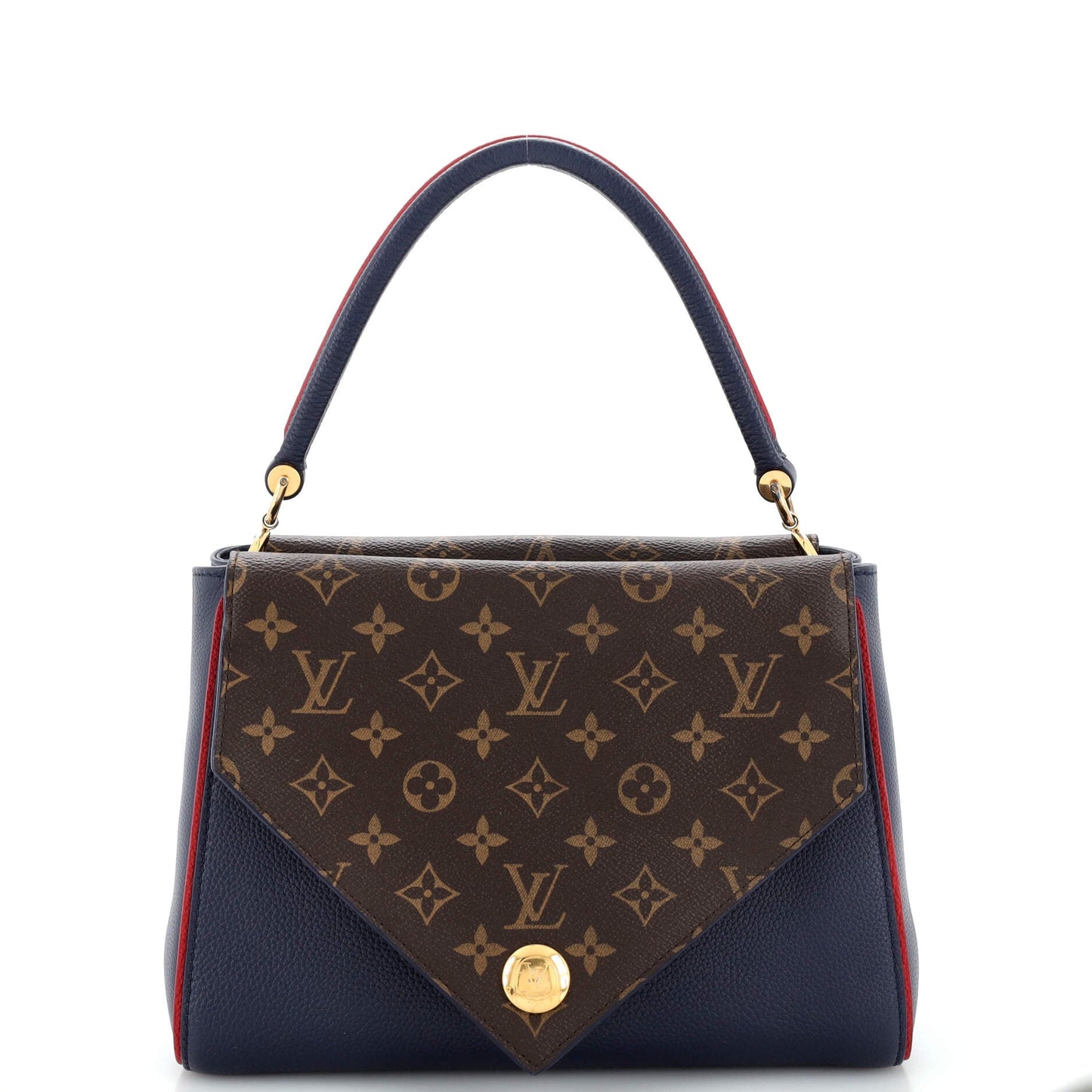 Louis Vuitton Double V Handbag Calfskin with Monogram Canvas
