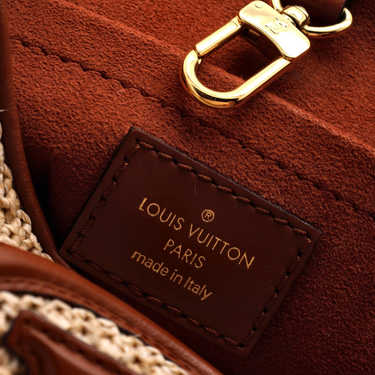 Louis Vuitton Petit Bucket NM Bag Raffia with Leather