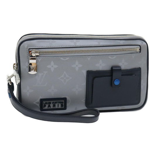 LOUIS VUITTON Monogram satellite alpha Clutch Bag Silver M44171 LV Auth 29977A