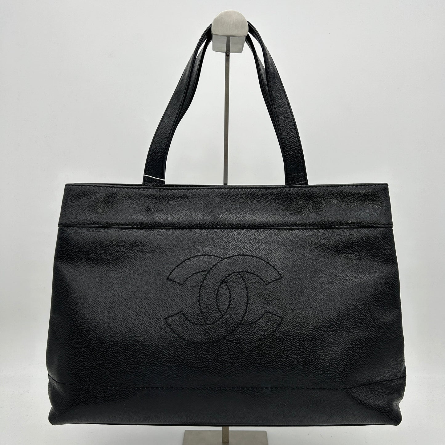 Chanel Black Perforated Calfskin Tote Handbag