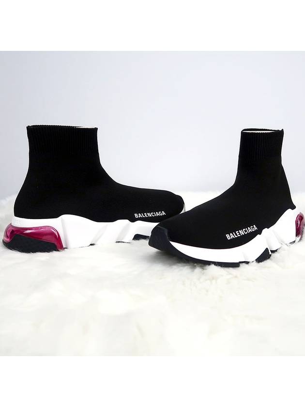 Luxury Balenciaga Trending 2026 Speed Clear Sole High Top Sneakers Pink Black