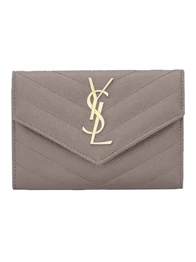 Luxury Saint Laurent Trending 2025 Monogram Envelope Quilting Small Half Wallet Grey