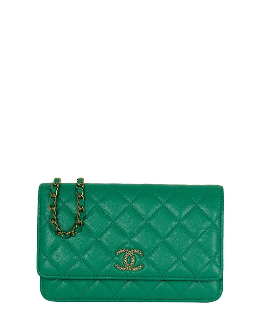 Chanel 2023 NEW Vert Green Caviar WOC Crossbody