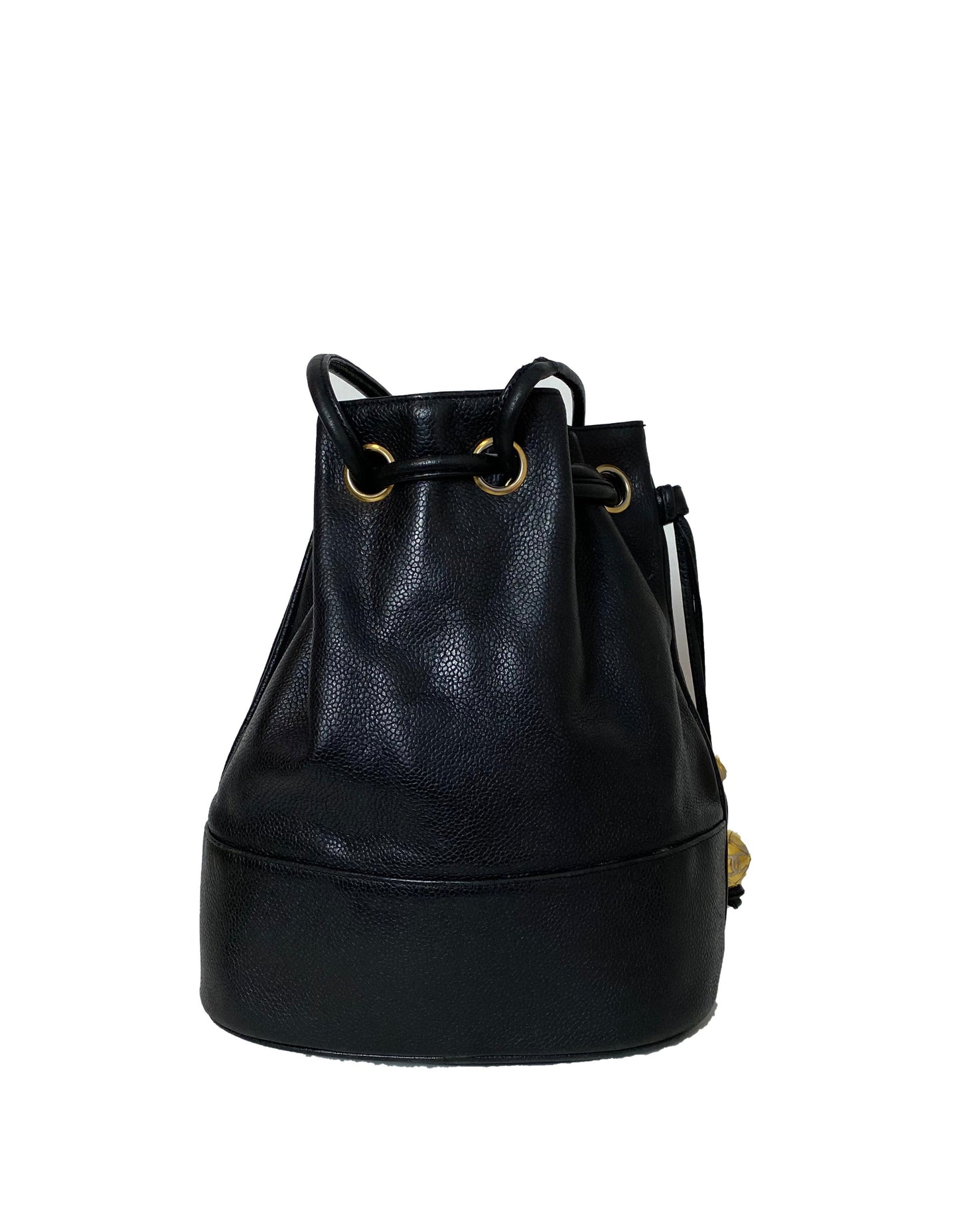 Chanel Black Caviar Leather CC Bucket Bag