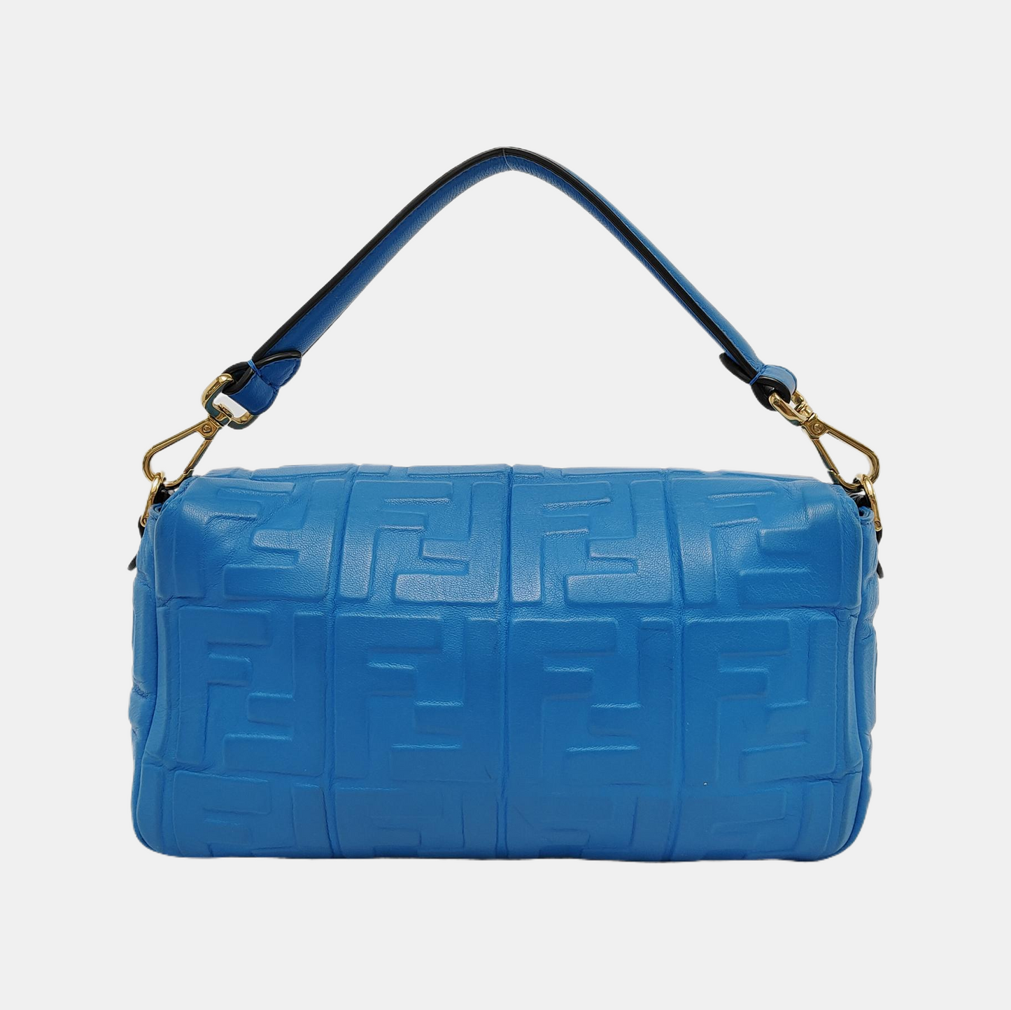 Fendi Baguette Blue Lambskin Leather Crossbody Bag Medium