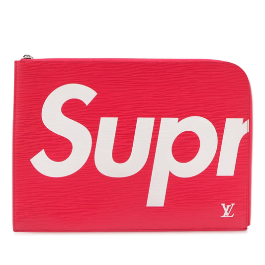 Red Louis Vuitton Supreme Epi Pochette Jour GM Clutch Bag