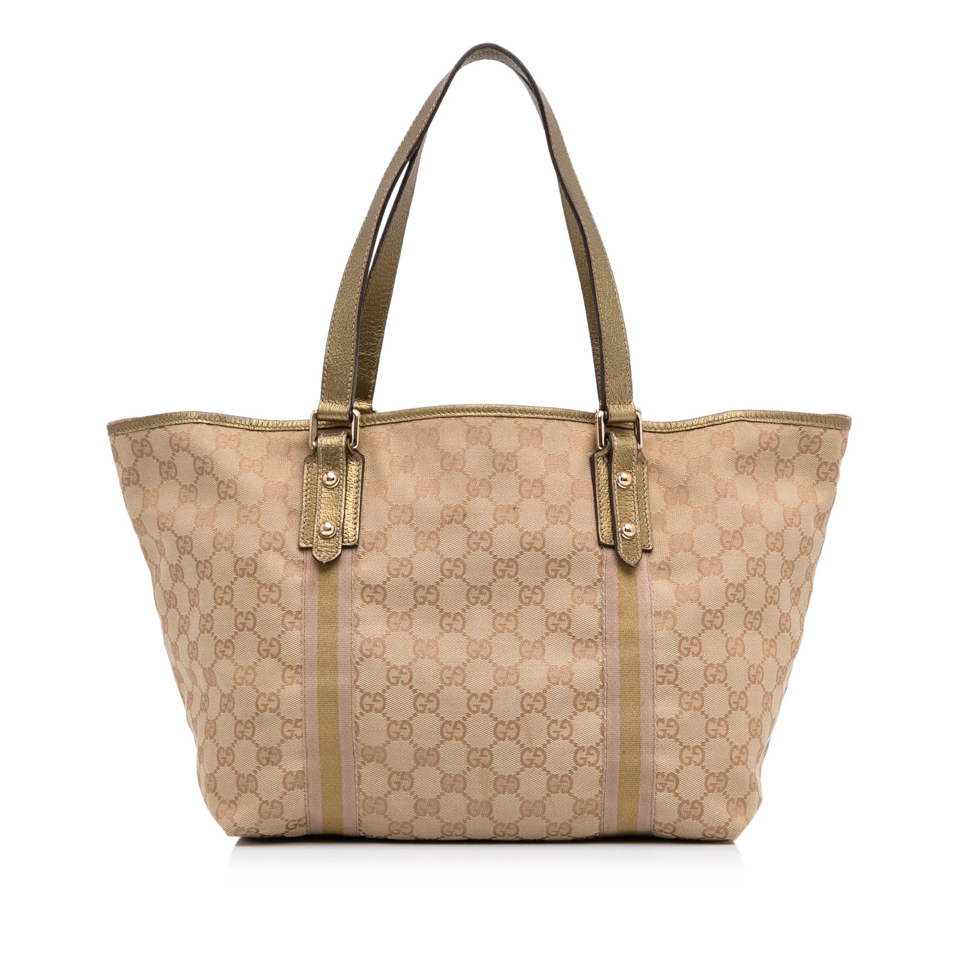 Gucci Tan Leather Canvas Tote Style 5