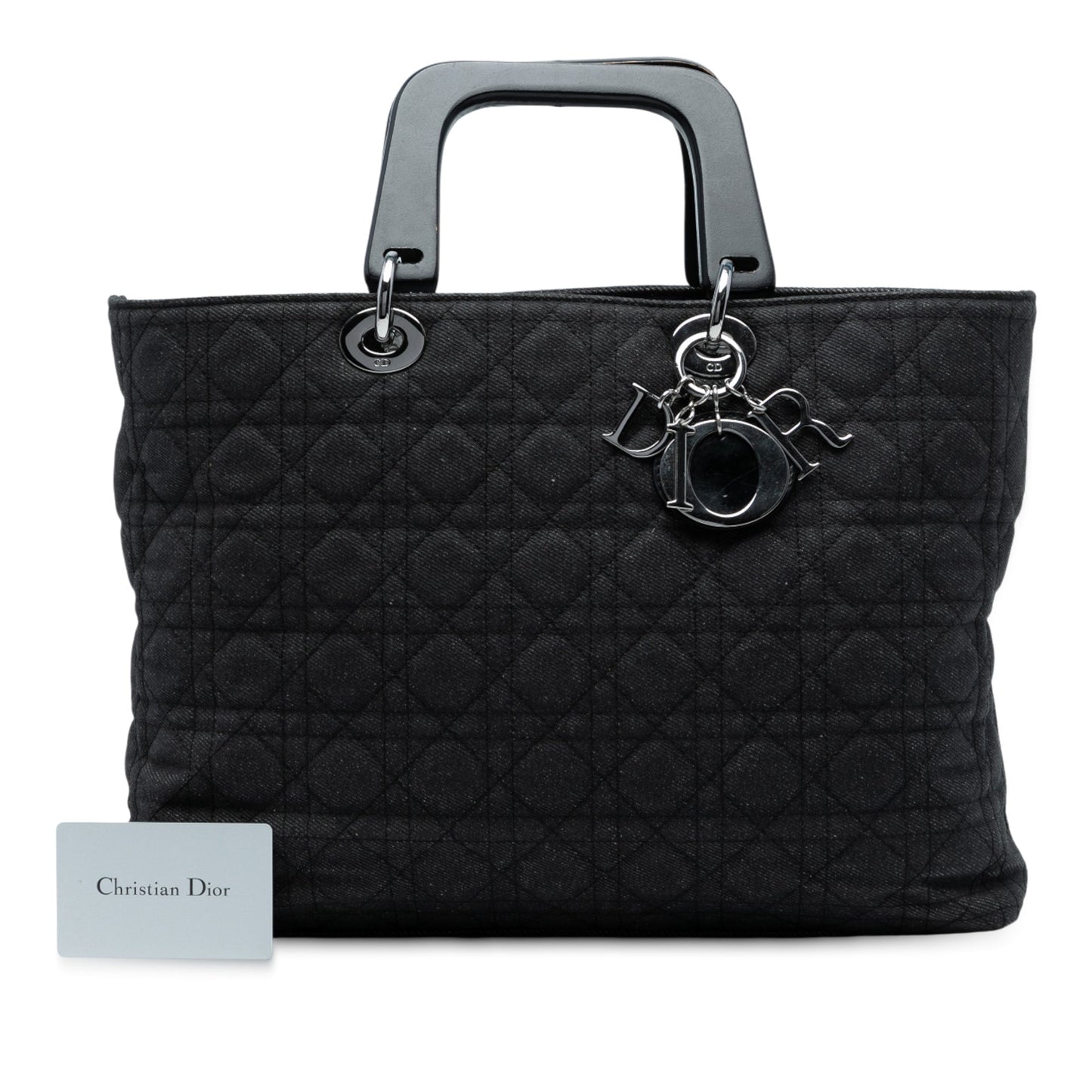 Black Dior Extra Large Denim Cannage Lady Dior Satchel