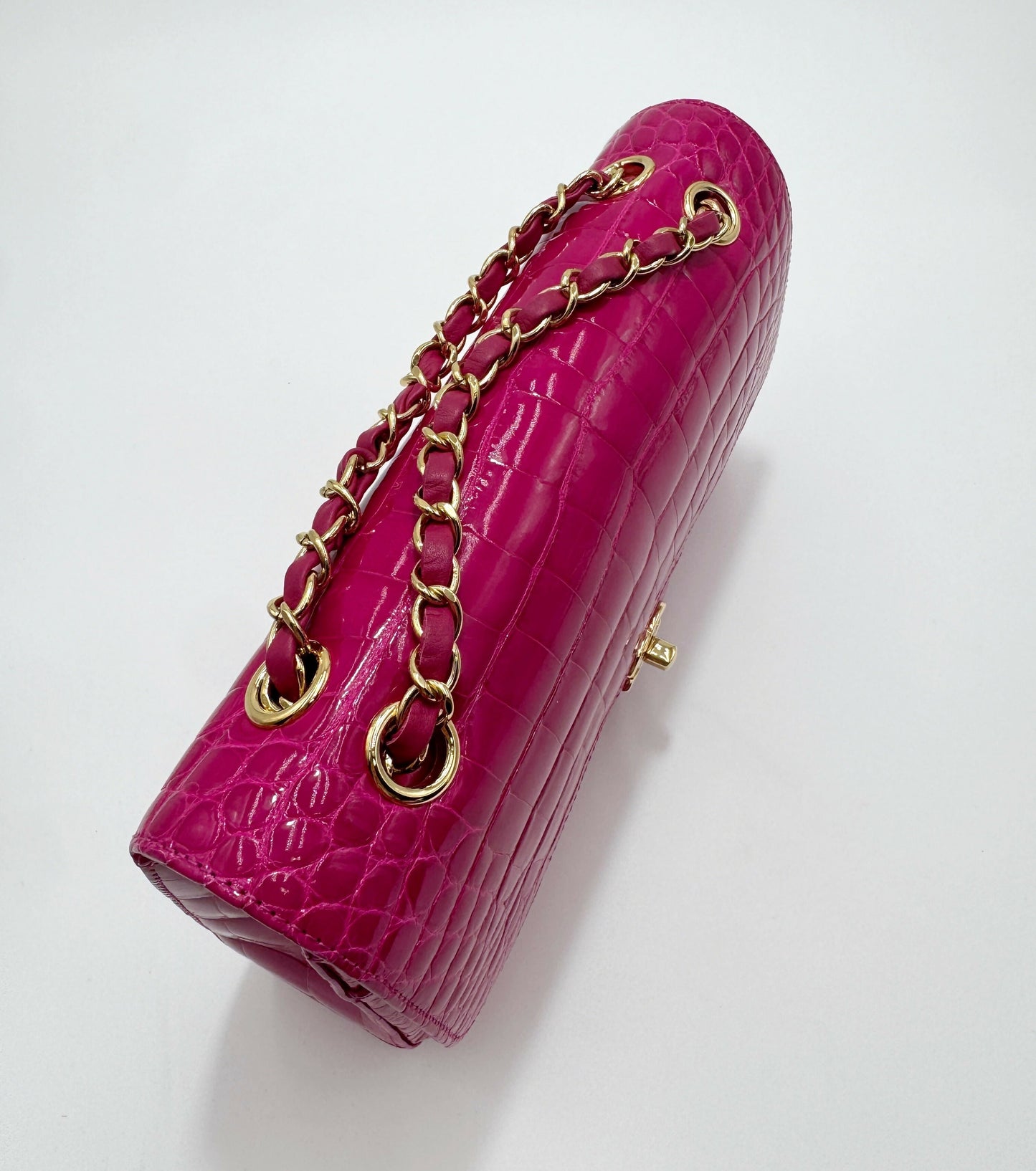 Chanel  Medium Pink Crocodile Flap Bag