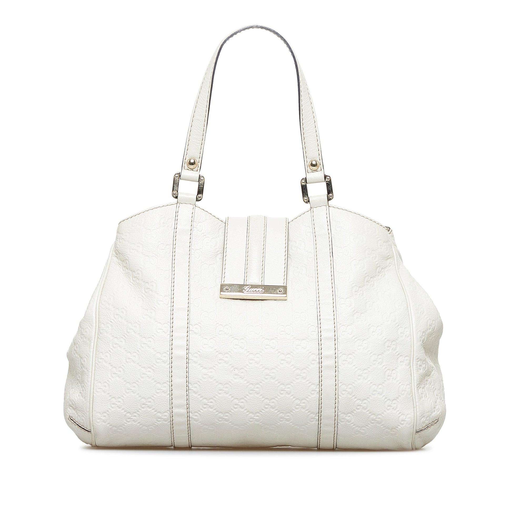 Gucci Guccissima White Leather Tote Style 4