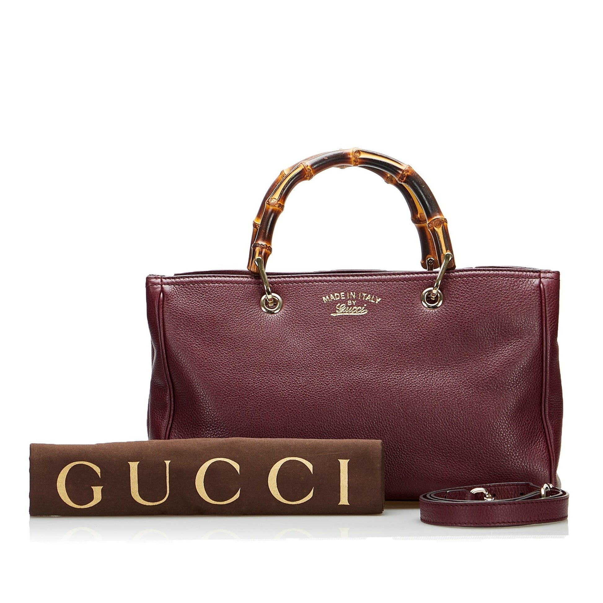Gucci Bamboo Red Leather Tote Style 1