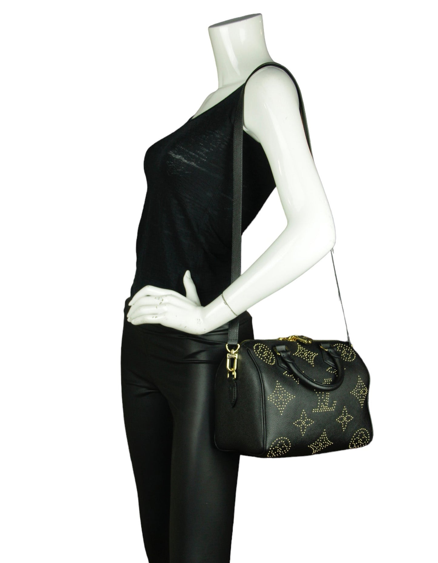 Louis Vuitton Black Studded Monogram Giant Speedy Bandouliere 25 Bag