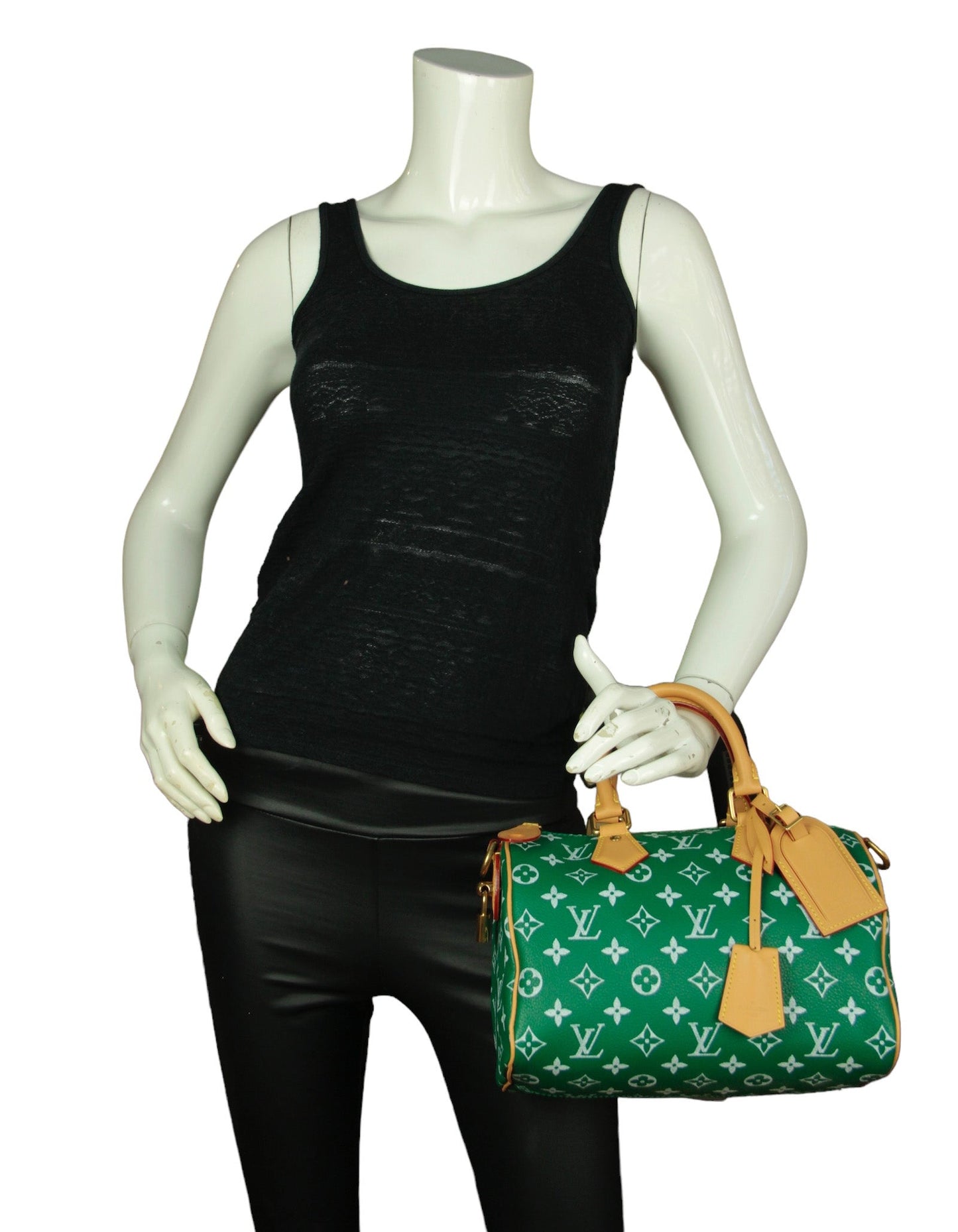Louis Vuitton Green Soft Calfskin Monogram Speedy P9 Bandouliere 25