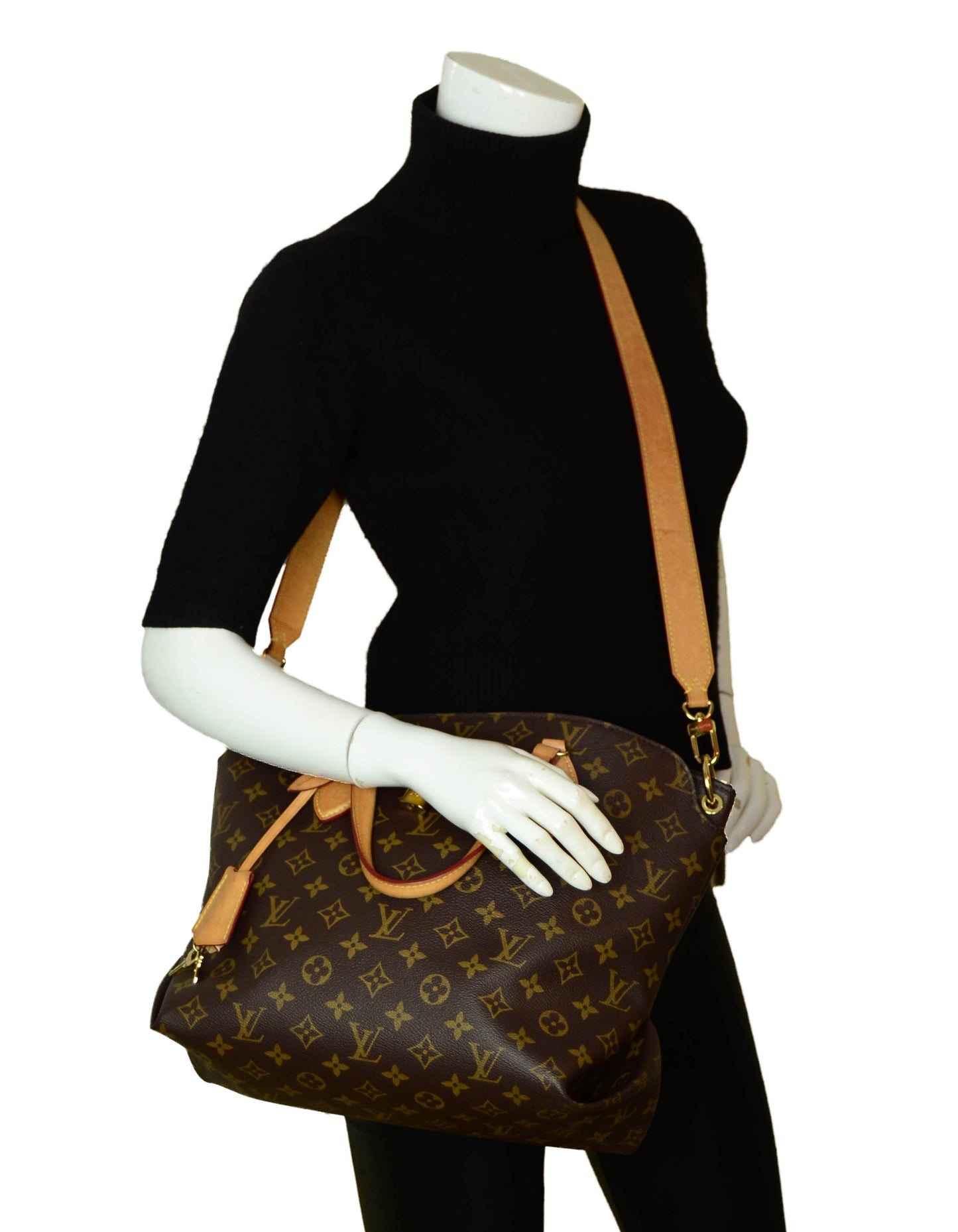 Louis Vuitton Monogram Flower MM Zipped Tote Bag w/ Strap