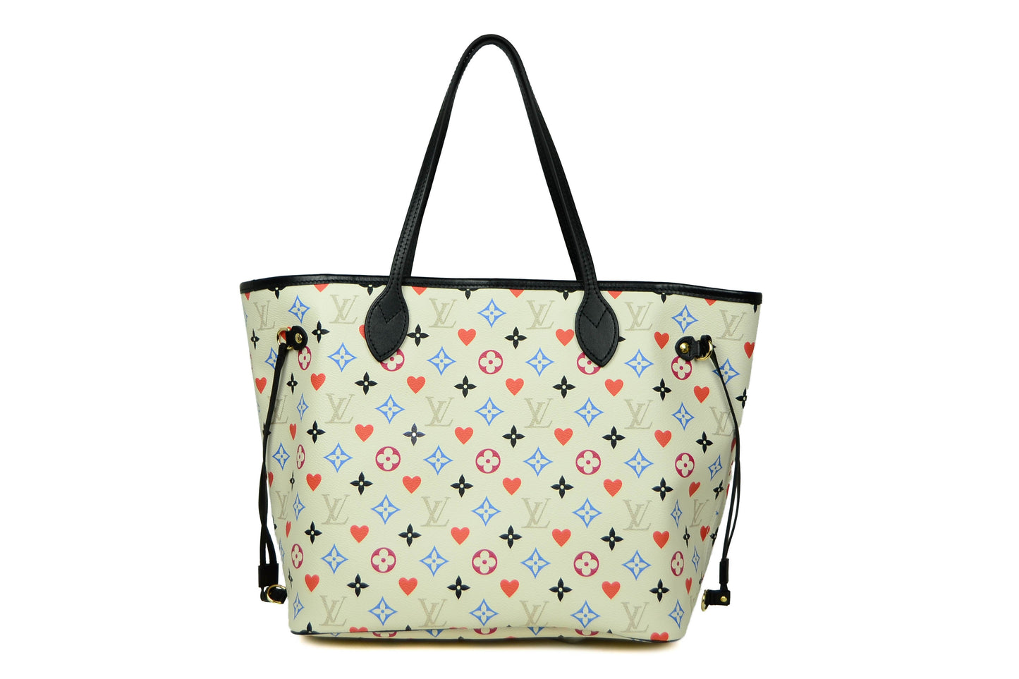 Louis Vuitton White Monogram Game On Neverfull MM Tote Bag