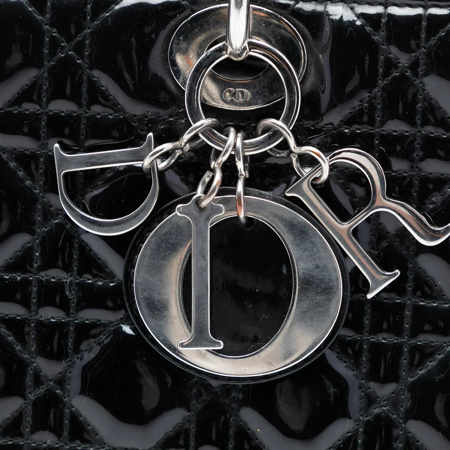 Black Dior Large Patent Cannage Lady Dior Satchel