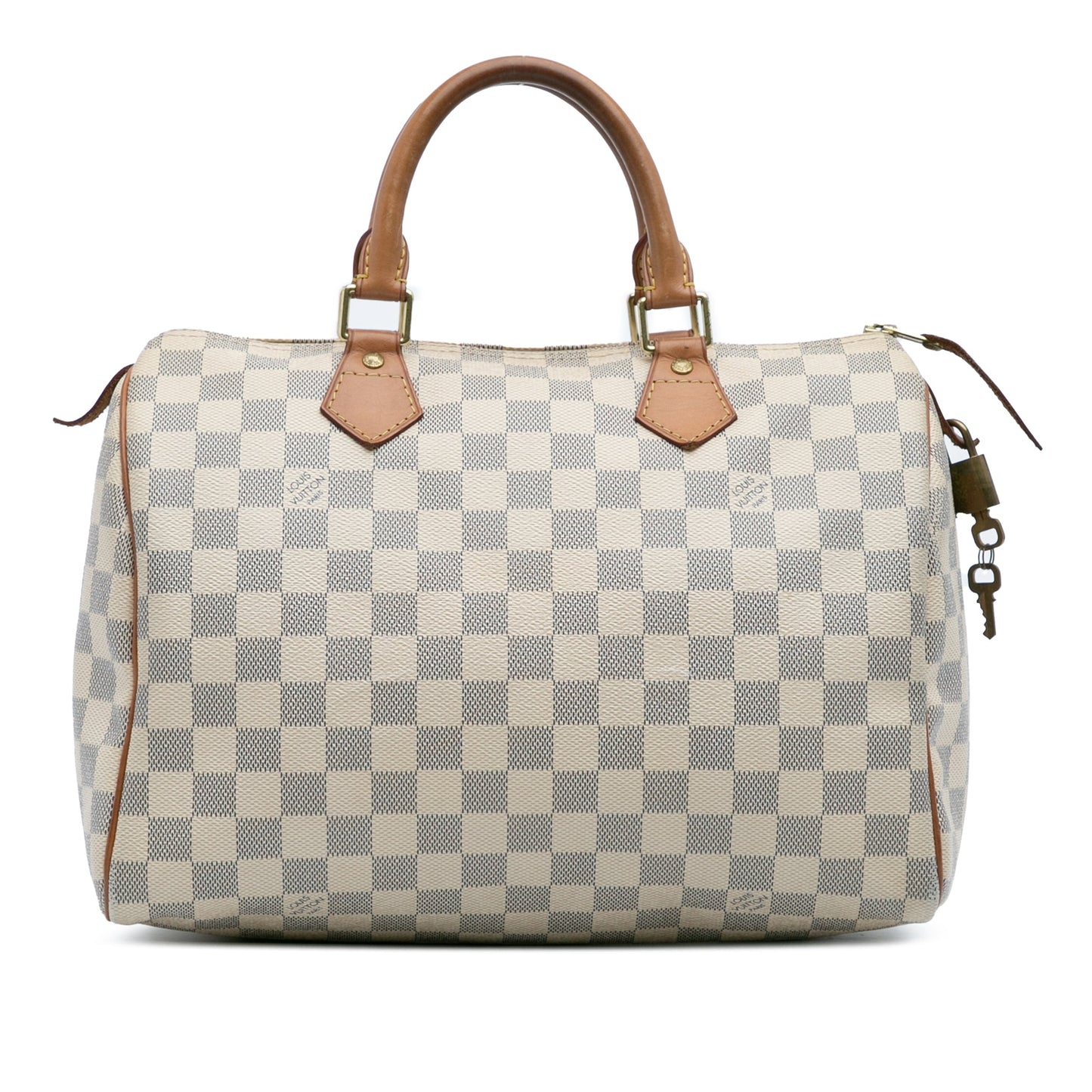 White Louis Vuitton Damier Azur Speedy 30 Boston Bag