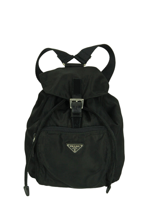 Prada Black Nylon Mini Backpack w/ Front Pocket
