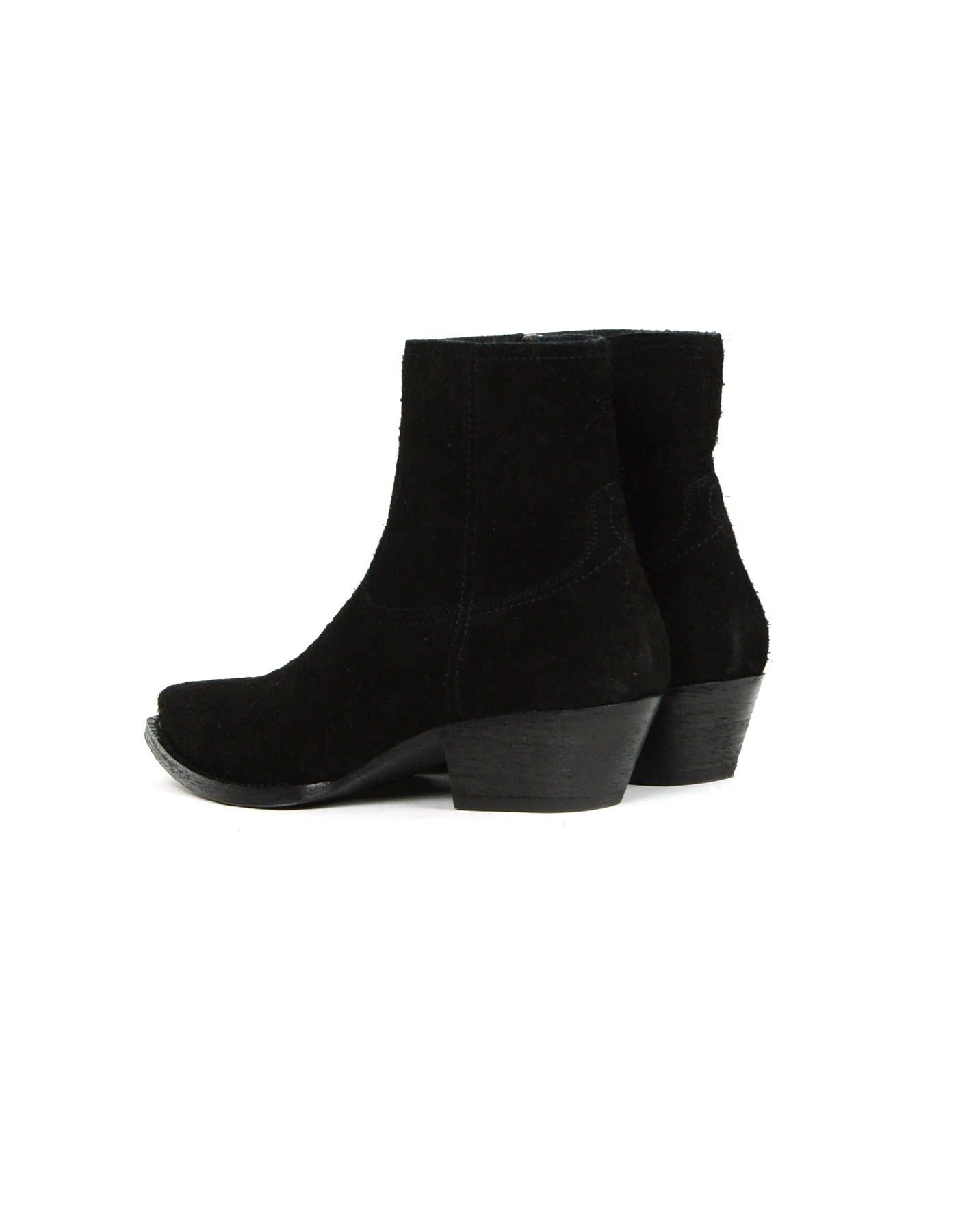 Saint Laurent Black Wool Lukas 40 Ankle Zip Boot sz 40