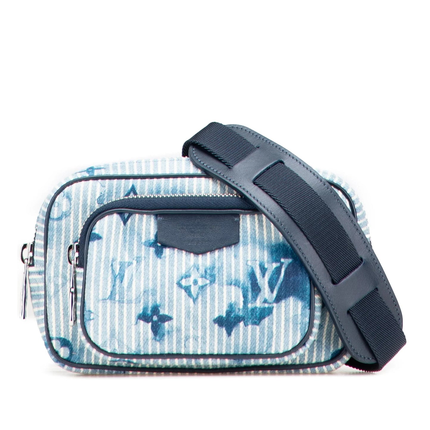 Blue Louis Vuitton Monogram Denim Watercolor Hickory Stripes Outdoor Pouch Crossbody Bag