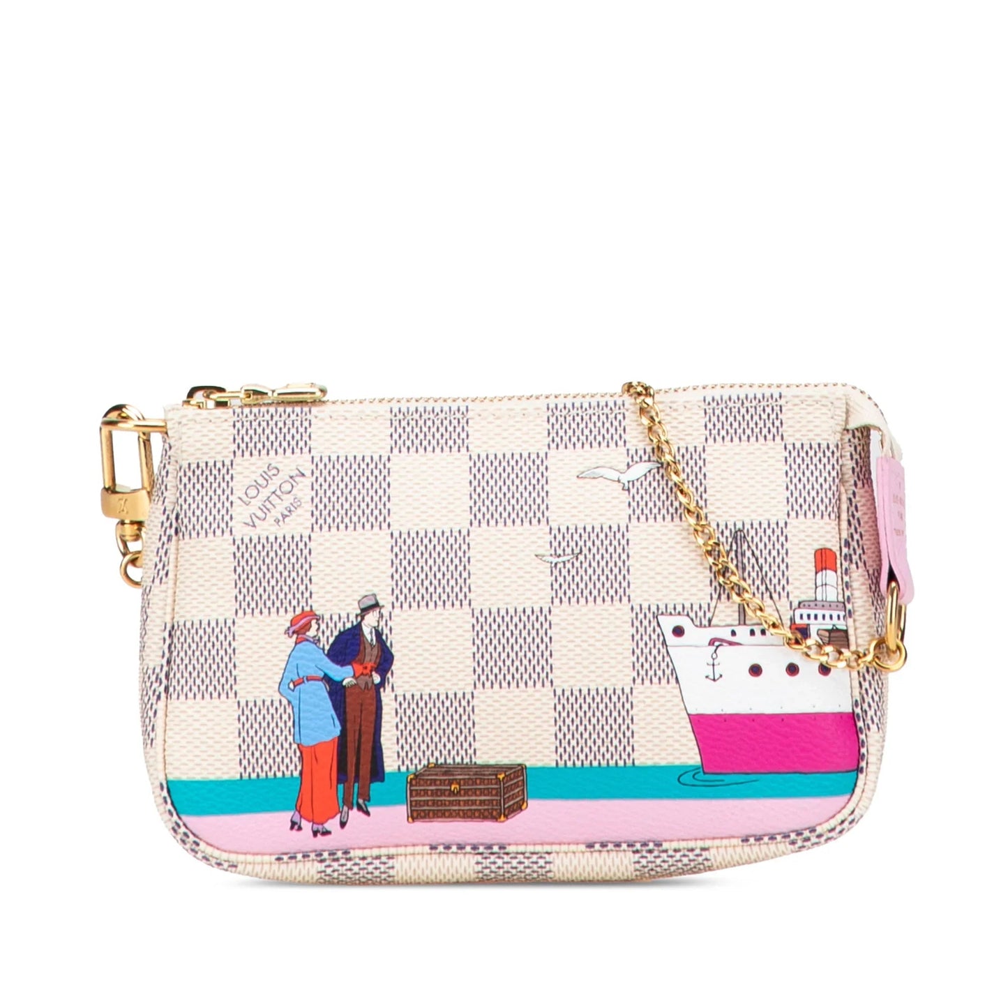 White Louis Vuitton Damier Azur Illustre Transatlantic Mini Pochette Accessoires Handbag