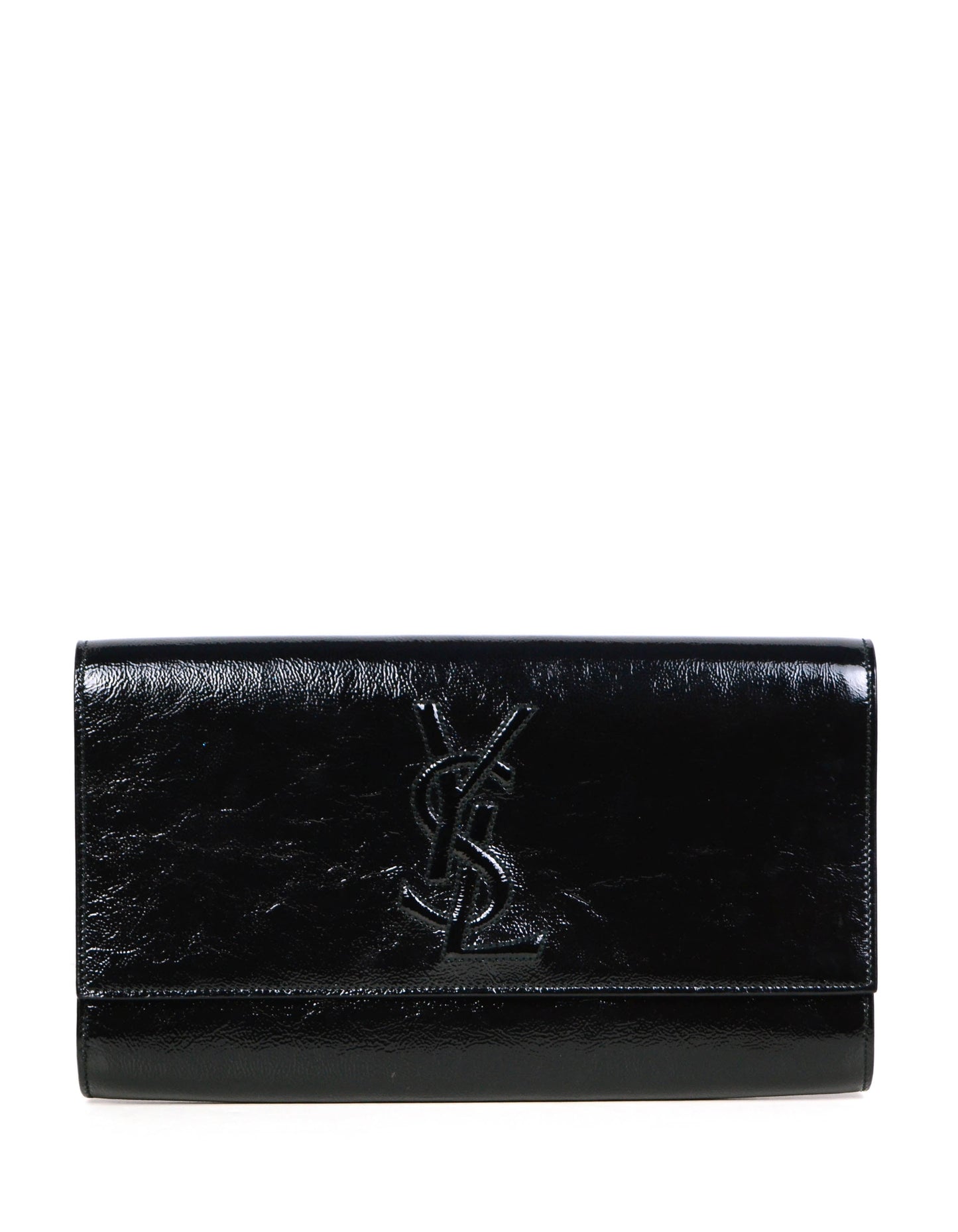 Yves Saint Laurent Black Patent Large Belle De Jour Clutch Bag