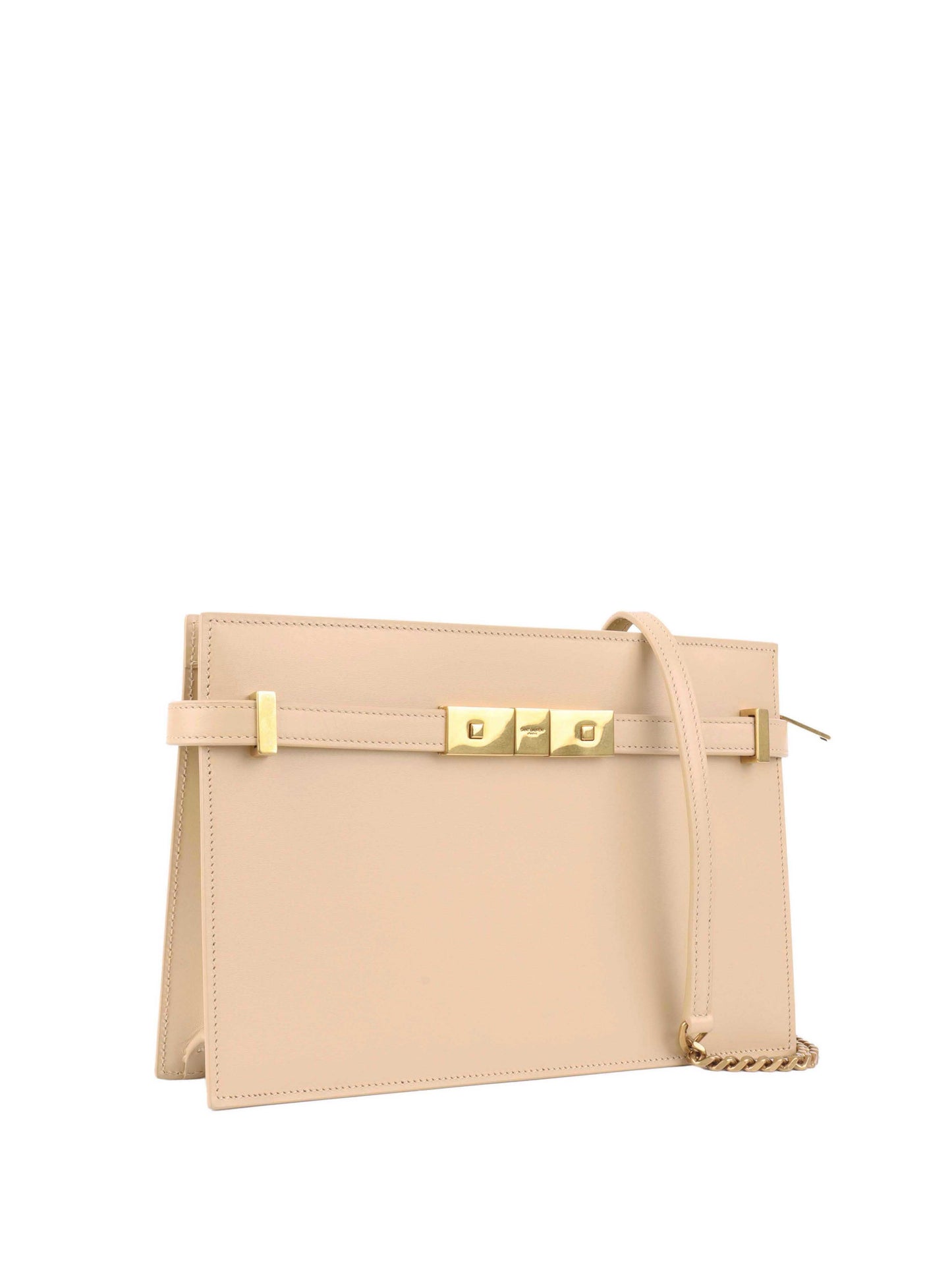 Saint Laurent Beige Manhattan Zip Chain Bag.
