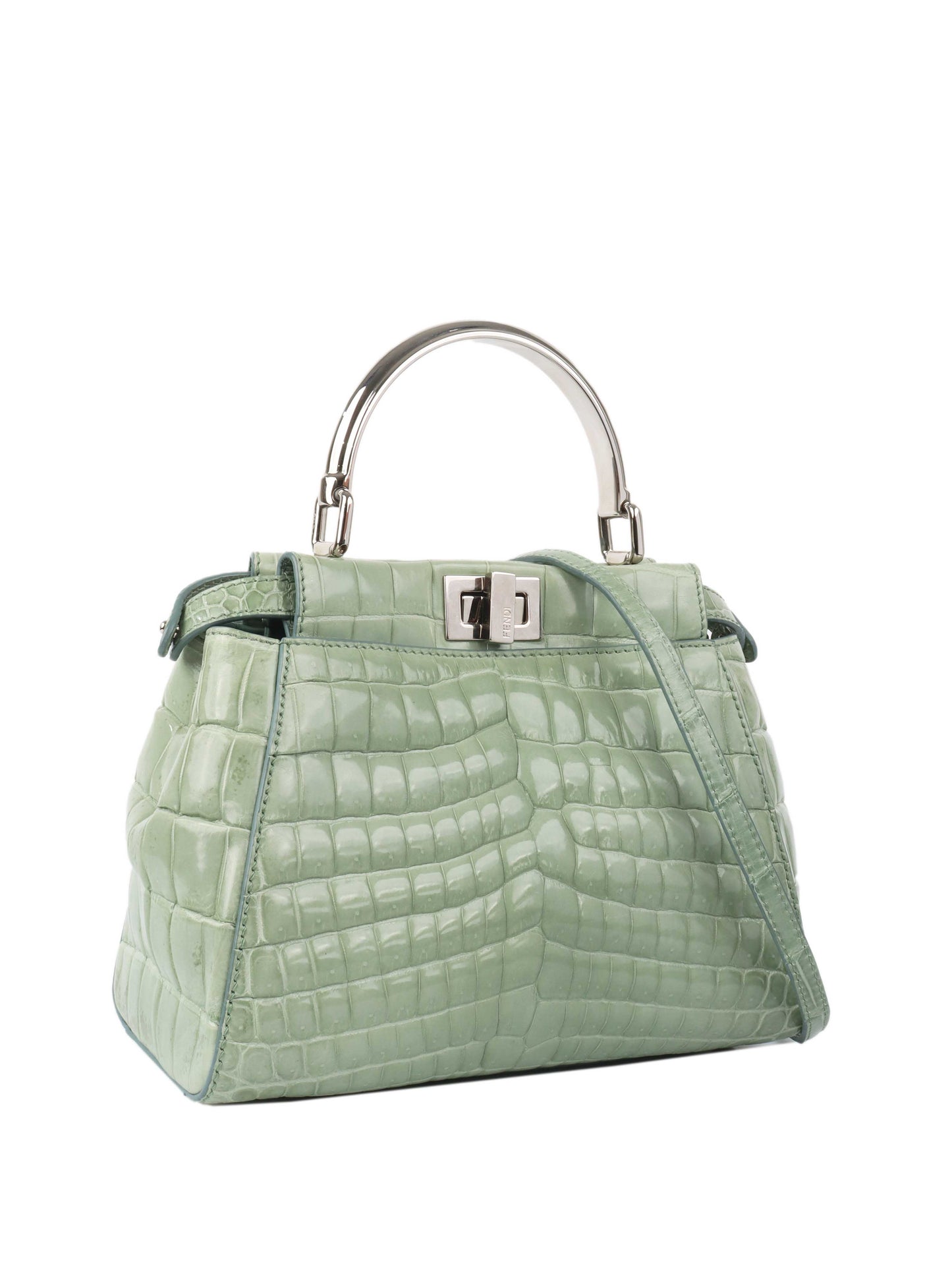 Fendi Peekaboo Crocodile Mini Mint Green