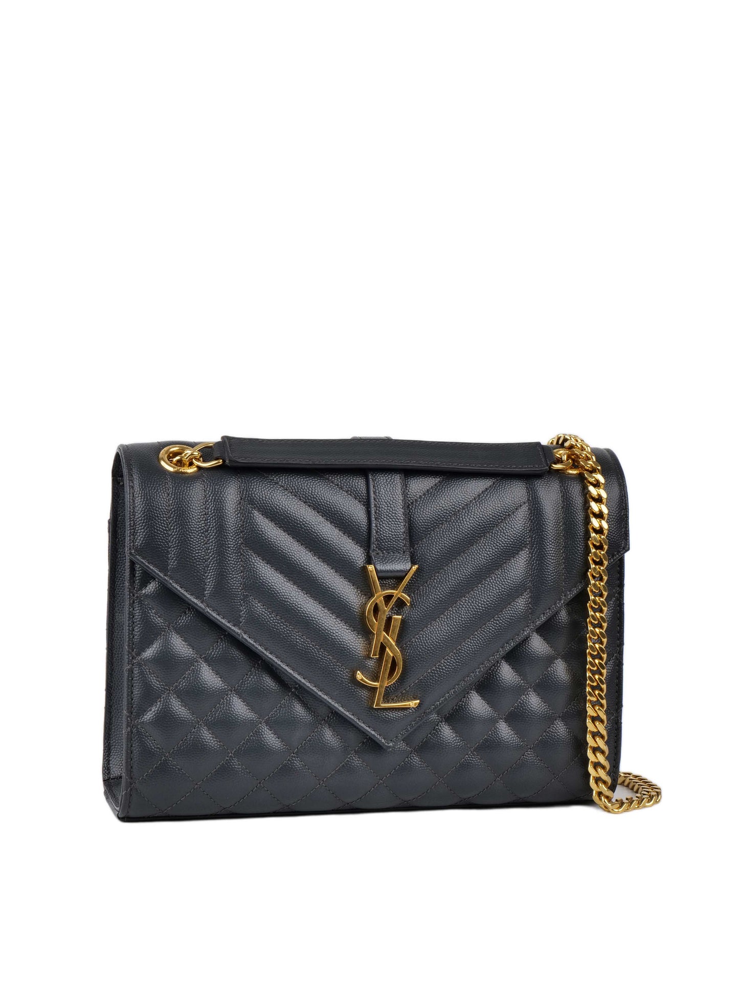 Saint Laurent Medium Cassandra Envelope Bag in Grey.