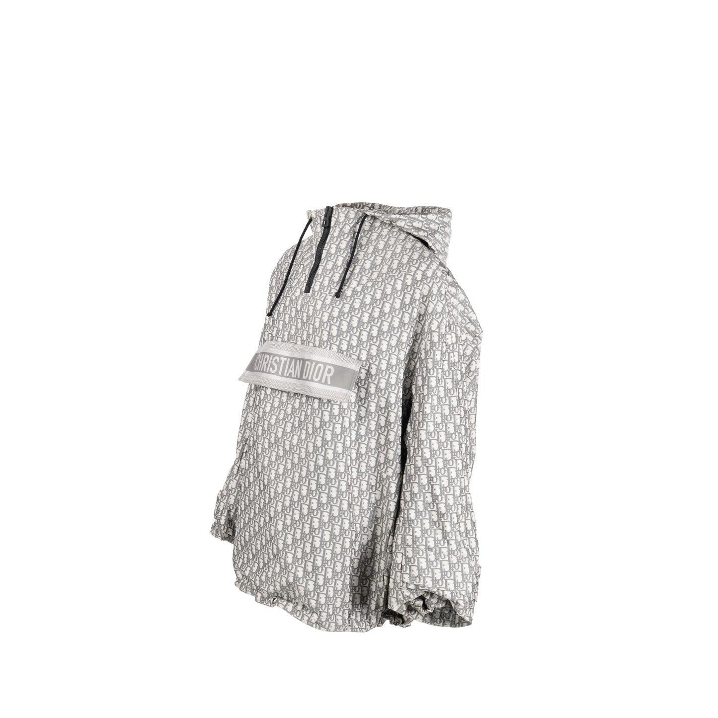 Dior Size Hooded Anorak Oblique Jacquard Technical Taffeta Grey