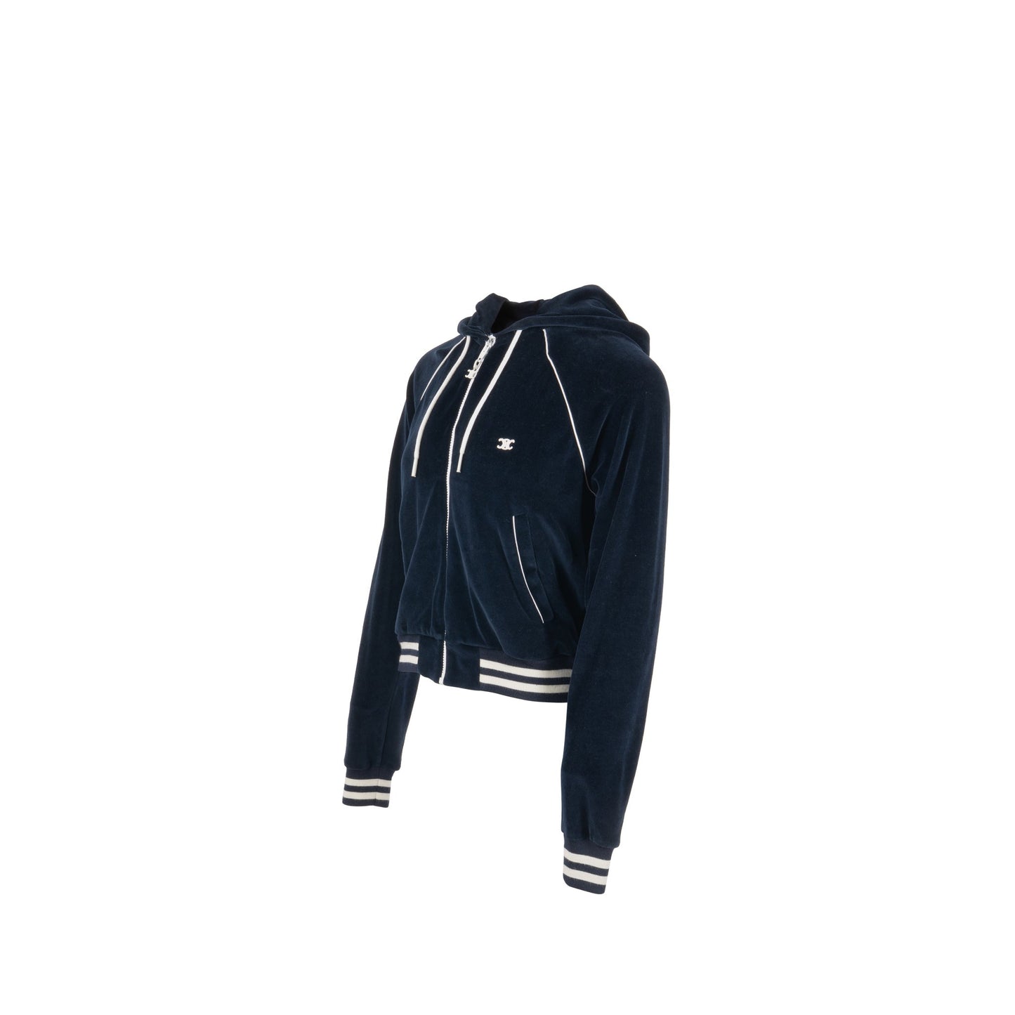 Celine Size Velvet Bomber Jacket Cotton/Polyamide Dark Blue