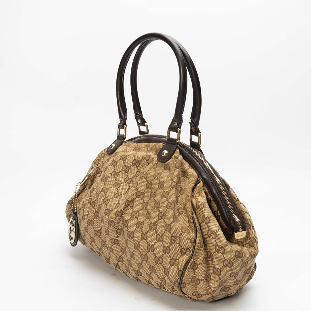 Gucci Monogram Leather Canvas Tote
