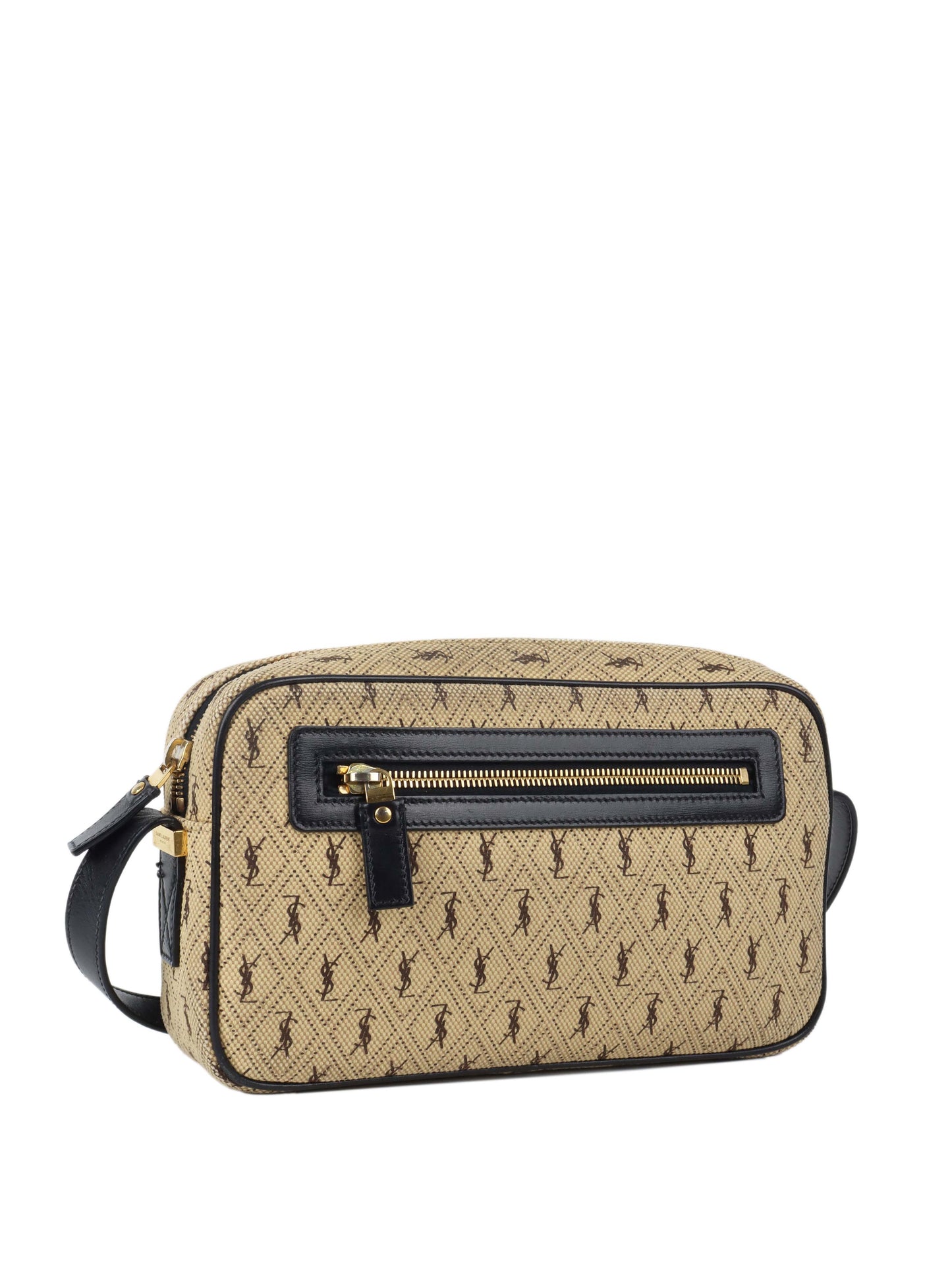 Saint Laurent Monogram All Over Canvas Camera Bag.