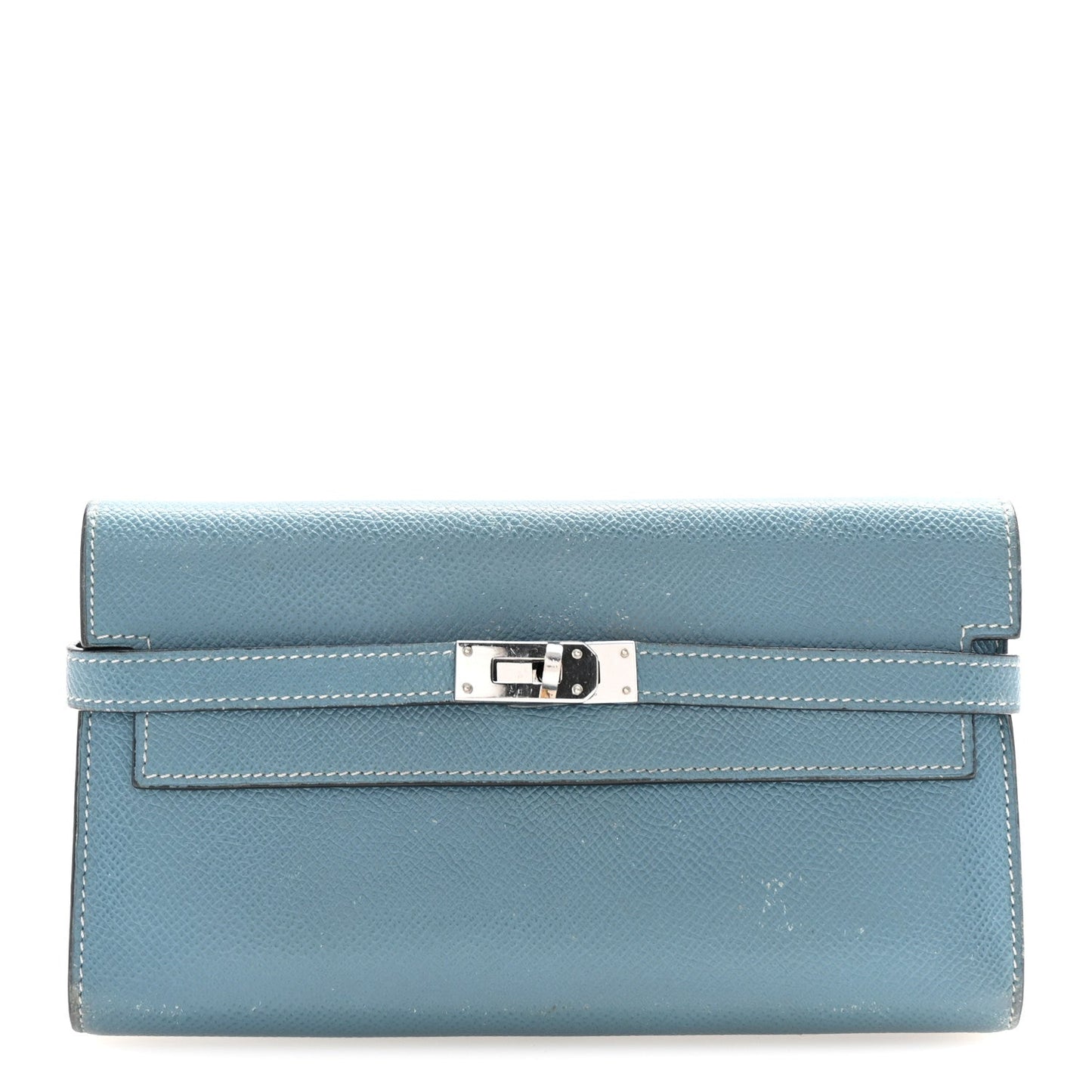 Hermes Epsom Kelly Longue Wallet Blue Jean