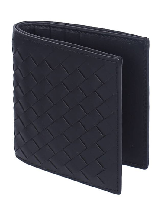 Luxury Bottega Veneta Men's Intrecciato Half Wallet Black