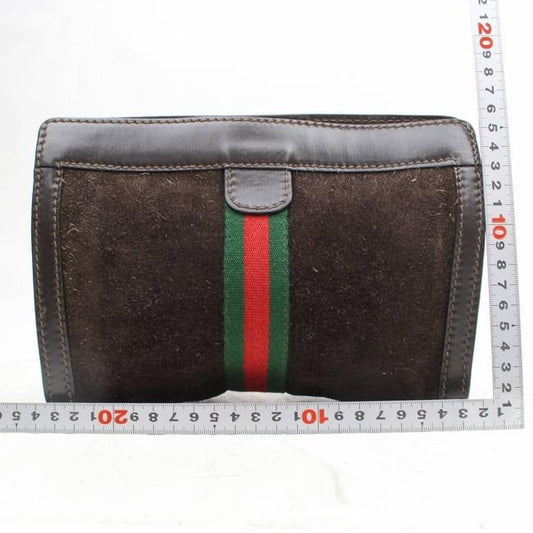 Gucci Vintage Accessory Collection Pursesdesigner Purses Brown Suede And Leather Clutch
