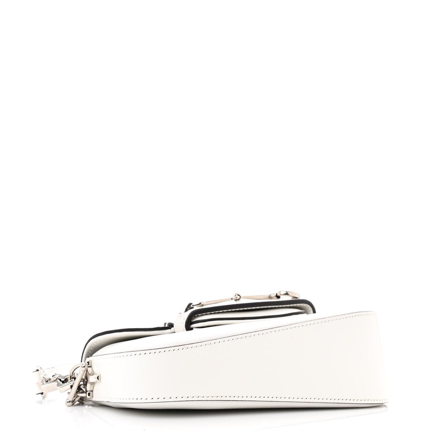 Gucci Calfskin Mini Horsebit 1955 Asymmetric Shoulder Bag White