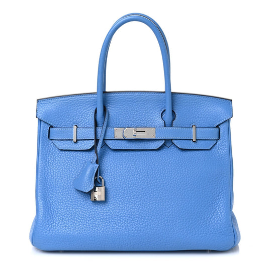 Hermes Taurillon Clemence Birkin 30 Bleu Paradis