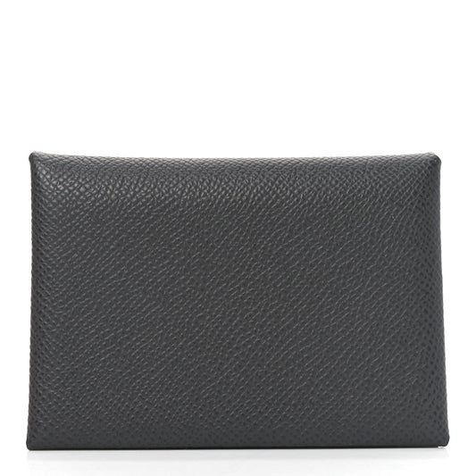 Hermes Epsom Calvi Duo Card Case Graphite