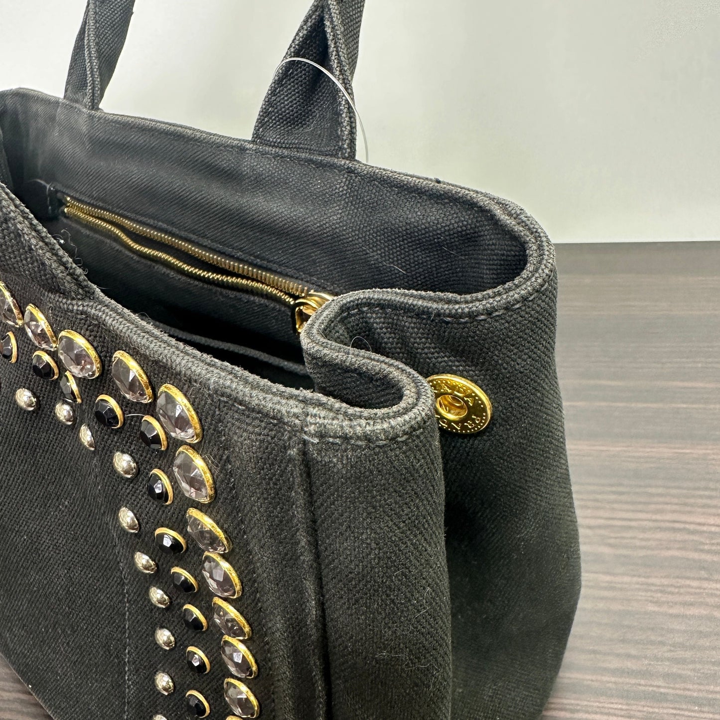 PRADA Mini Canapa Bijou Studs Canvas 2Way Bag LB121562