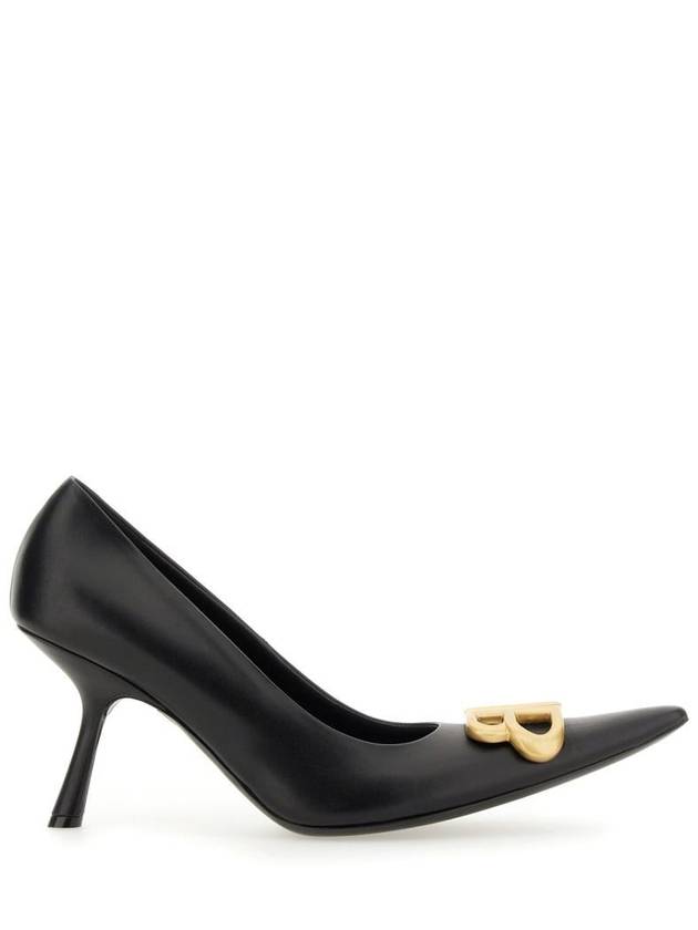 Luxury Balenciaga Trending 2026 Women's Logo Plaque Pointed toe Heels BLACK
