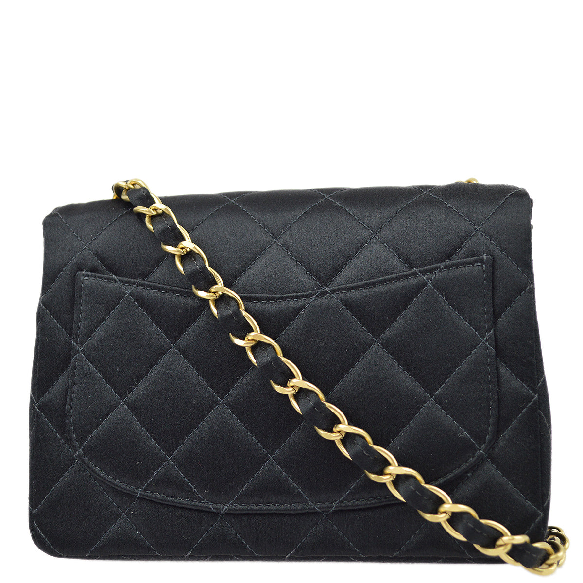 Chanel Black Satin Mini Classic Square Flap Shoulder Bag 17