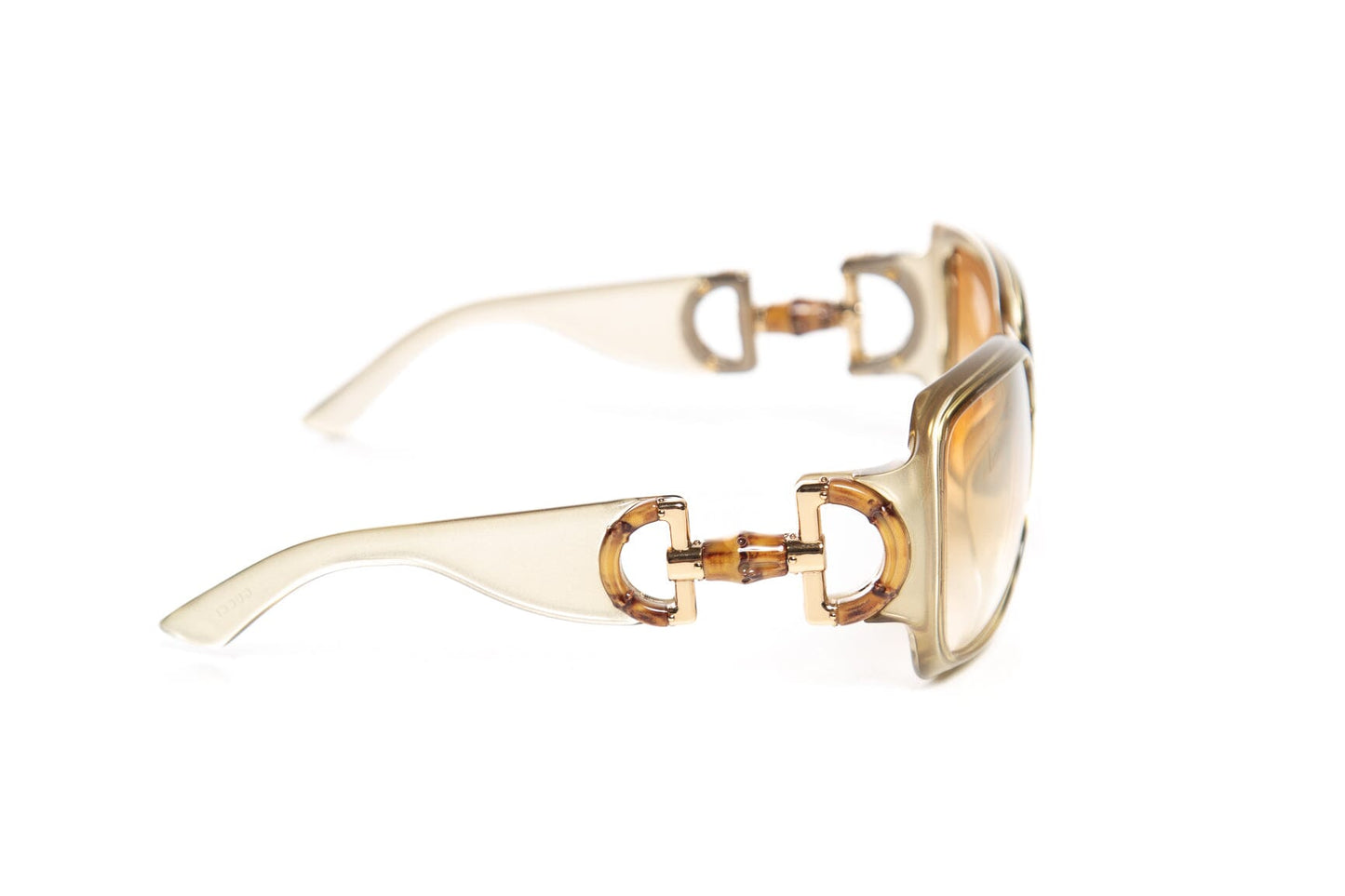 Gucci Olive Bamboo Horsebit Oversized Square Sunglasses