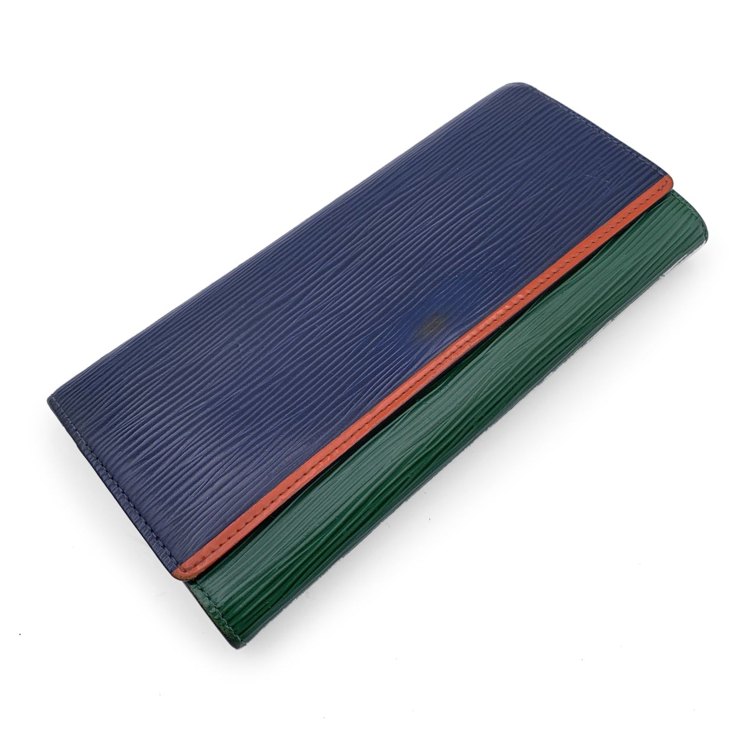 LOUIS VUITTON Blue Green Tricolor Epi Leather Flore Continental Wallet