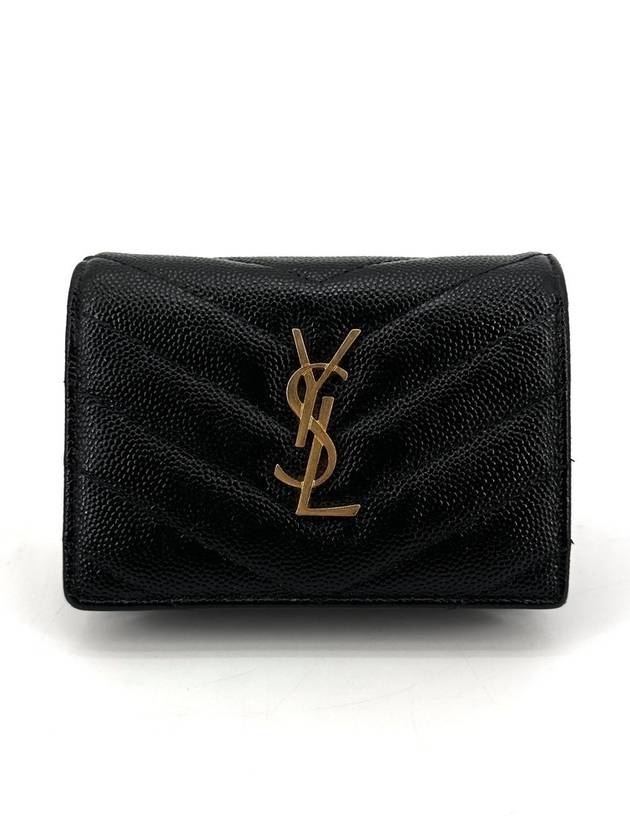 Luxury Saint Laurent Trending 2025 Monogram gold flap card wallet 530841