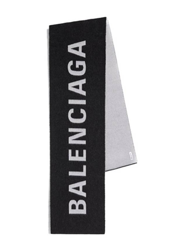 Luxury Balenciaga Trending 2026 Wool Jacquard Logo Muffler Black
