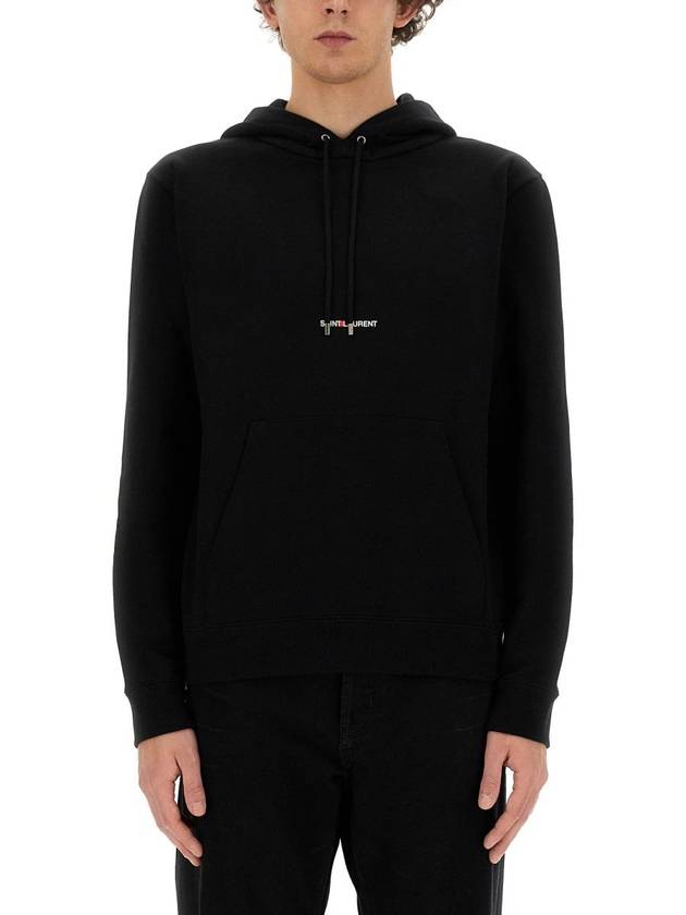 Luxury Saint Laurent Trending 2025 Men's Chest Small Logo Hoodie Black
