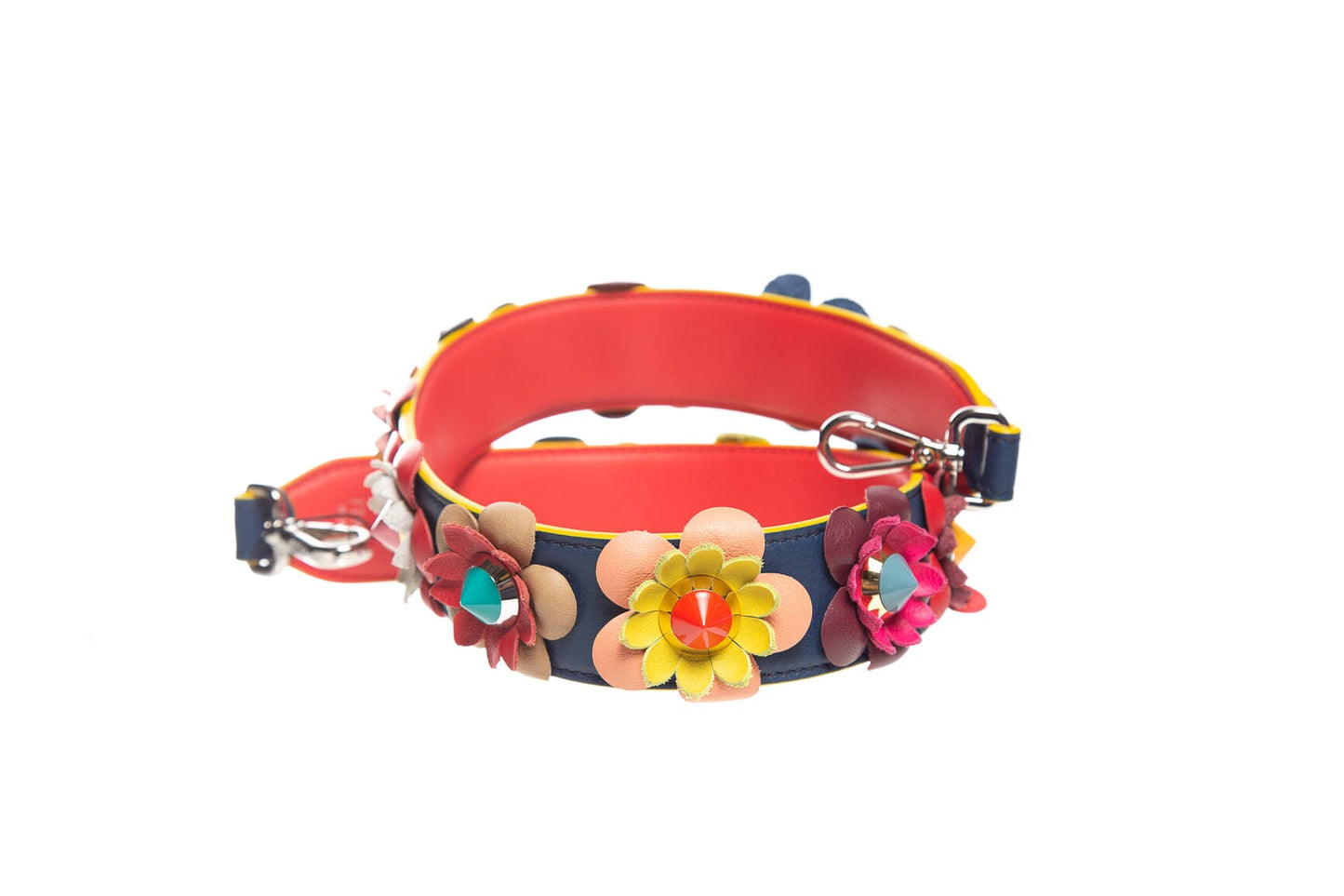 Fendi Multicolor Floral Vitello Dolce Flowerland Studded Leather Strap