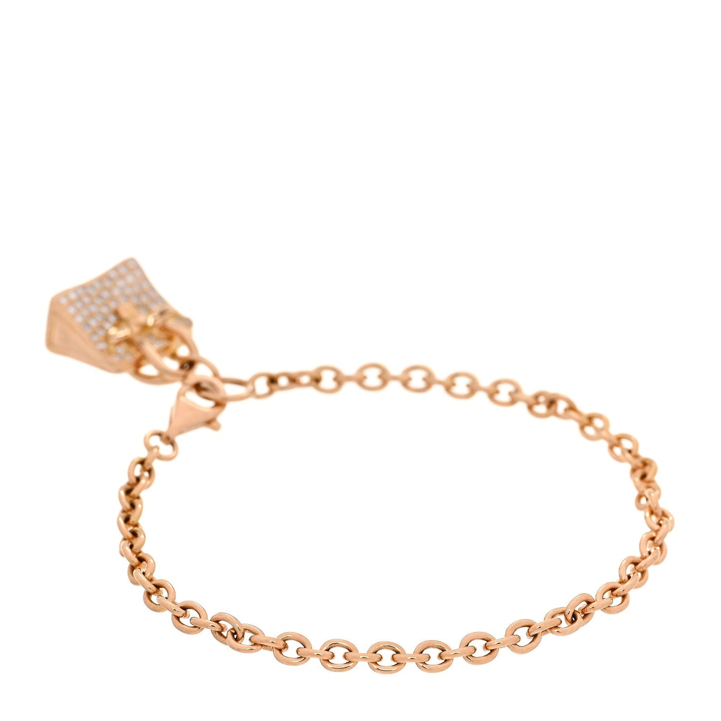 Hermes 18K Rose Gold Diamond Birkin Pave Bracelet SH