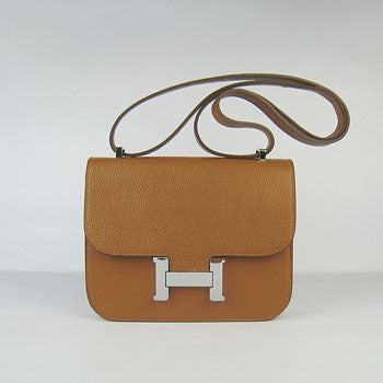 Luxury Hermes Constance Cowskin Leather Bag H017 light coffee silver